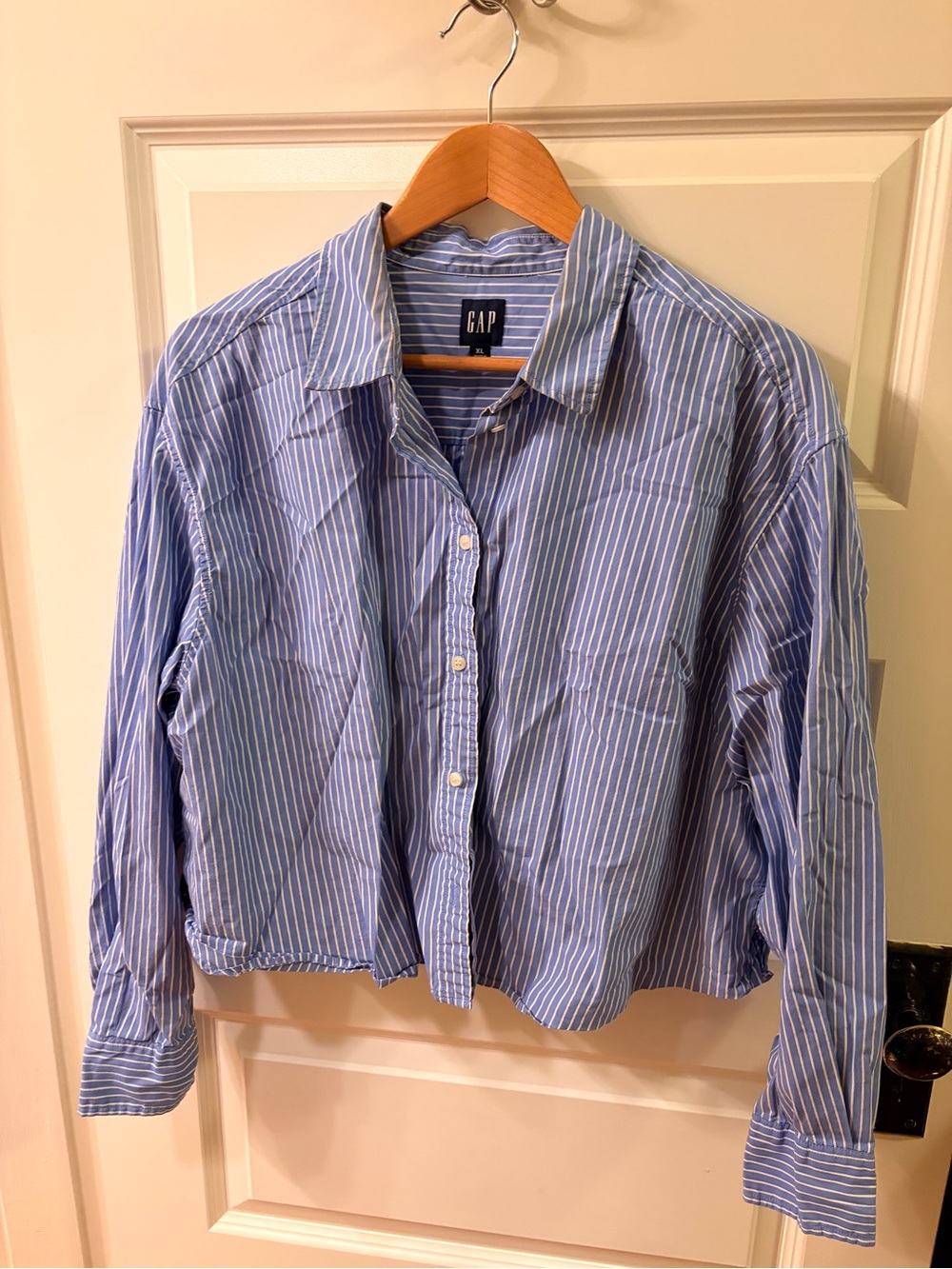 GAP Light Blue and White Striped Shirt